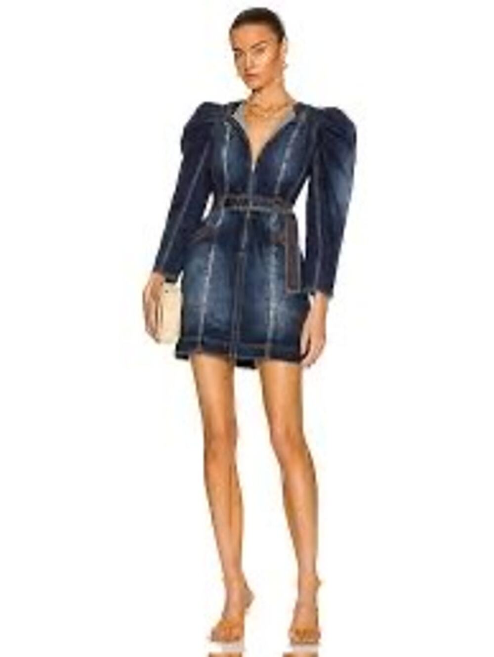 Ulla Johnson Cori Dark Wash Denim Puff Sleeve Romper Women’s Size 4